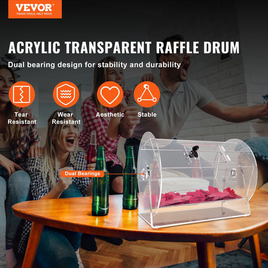 Acrylic Raffle Drum, Holds 5000 Tickets or 200 Raffle Balls, Professional Raffle Ticket Spinning Cage with 2 V952-CJGSL16YC000SJDVGV0
