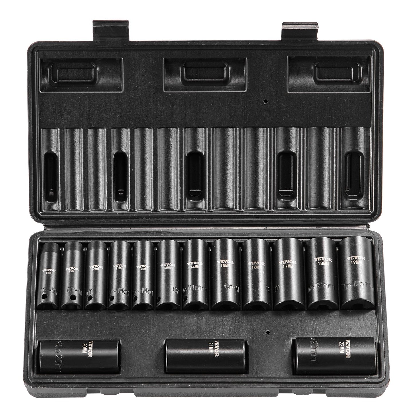 3/8" Drive Impact Socket Set, 15 Piece Deep Socket Set Metric 8-22mm, 6 Point Cr-Mo Alloy Steel for Auto V952-CJTTZJ1CRMO1D0PTUV0
