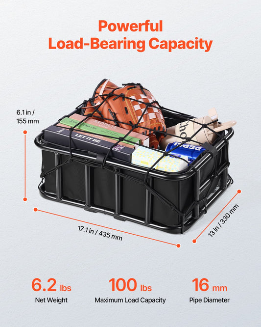 Rear Bike Basket, Medium Bicycle Basket with Cargo Net, Liner & Waterproof Cover, Heavy Duty Bike Back Basket V952-CKHXJSGZYNCBKTWSAV0