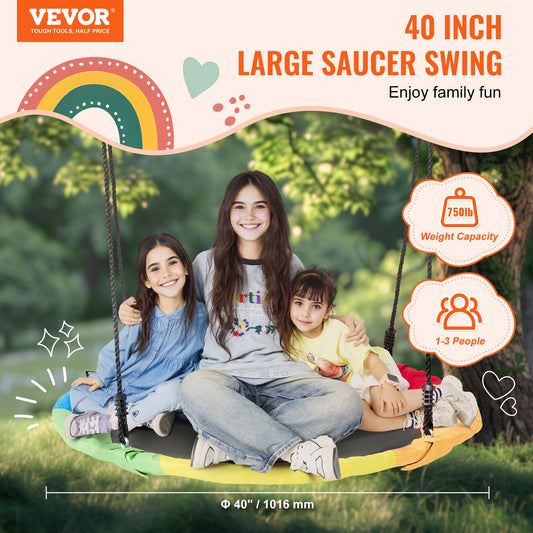 Tree Swing, 40 Inch Saucer Swing, 750lbs Weight Capacity, 900D Oxford Fabric Swing Seat with 2 Tree Hanging V952-CSFDQQCSFD407SNPQV0