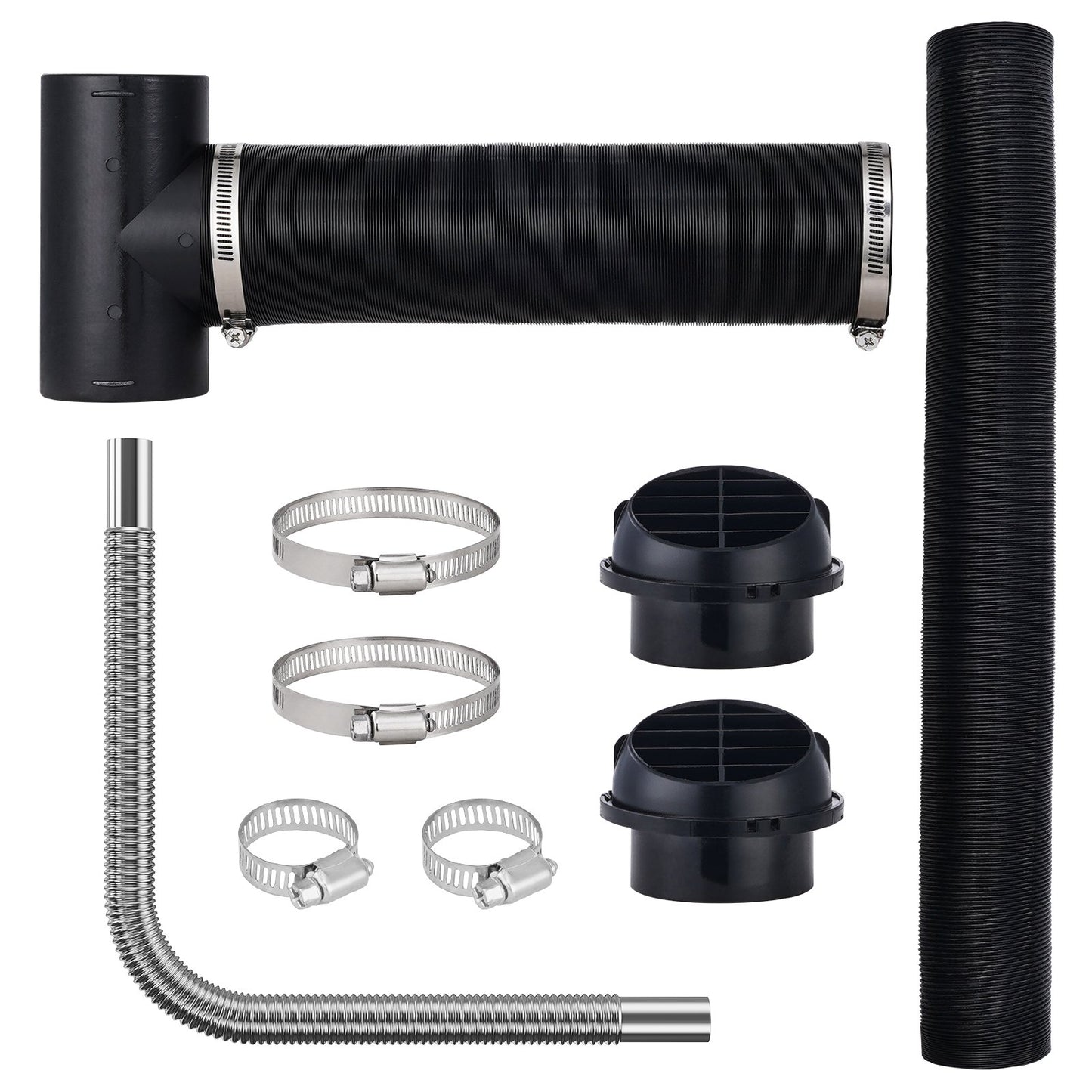 Diesel Heater Pipe Ducting Set, 3" Extendable Air Duct Hose, 1" Stainless Steel Exhaust Pipe, 2 Air Vents, V952-CYJRQPJ5KW8K2FCIDV0