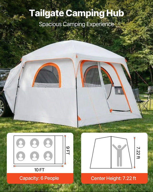 Large SUV Tent for 6 Person, 3.05 x 2.74m 3-Season SUV Tailgate Tent with Ventilated Doors & Mesh Windows, V952-CZZPCHK109FTIN0BQ001V0