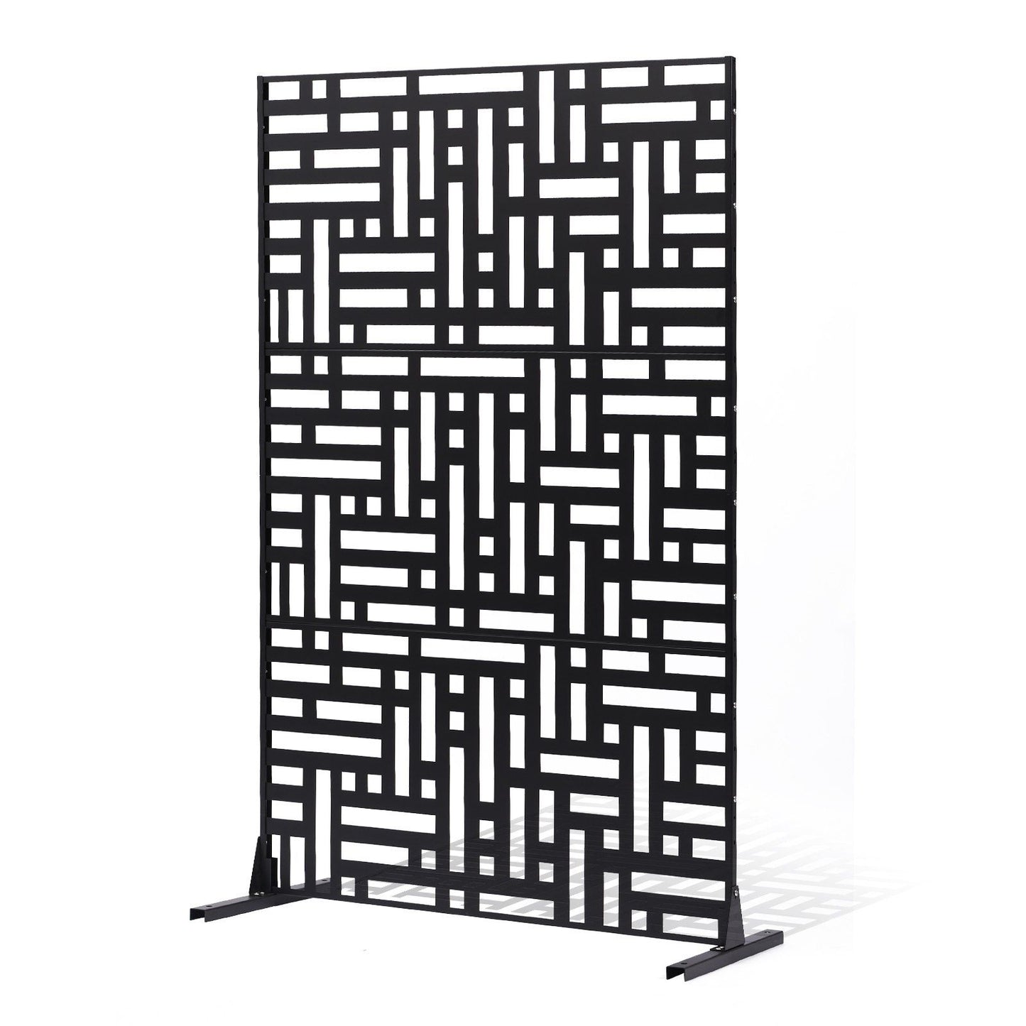 Metal Privacy Screen, 120 x 193cm, Outdoor Privacy Screens 3-Panel, Freestanding Outdoor Divider with Stand, V952-DLSHWYSPMJS7CV2AZV0