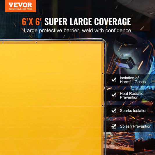 Welding Screen with Frame, 6' x 6' Welding Curtain Screen, Flame-Resistant Vinyl Welding Protection Screen on V952-DMSHJPF6X6YCWE2S4V0