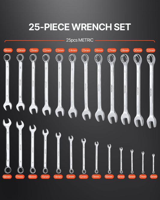 Combination Wrench Set 25-Piece Metric 6 mm to 32 mm with Roll-up Pouch V952-DXBSTZGDK25P2B3VYV0