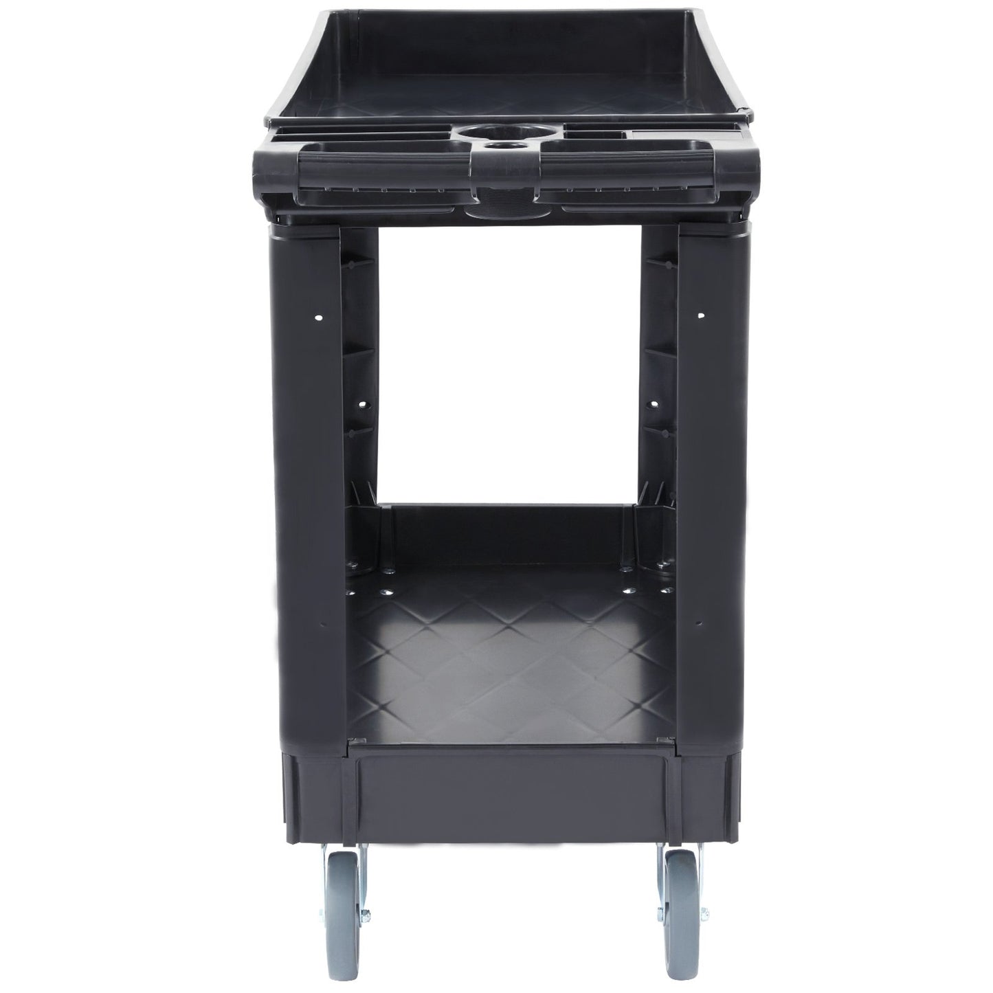 Utility Service Cart, 2 Shelf 550LBS Heavy Duty Plastic Rolling Utility Cart with 360 degrees Swivel Wheels, V952-DXSLSYTCDXCX2WXI2V0