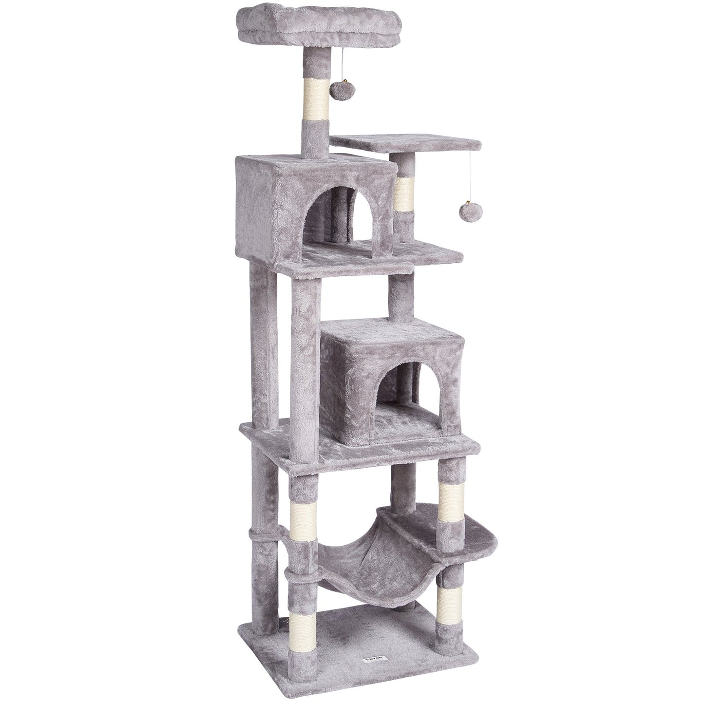 Cat Tree 160 cm Cat Tower with 2 Cat Condos Scratching Post Light Grey V952-DXSMS7C2FQH0PX1IIV0