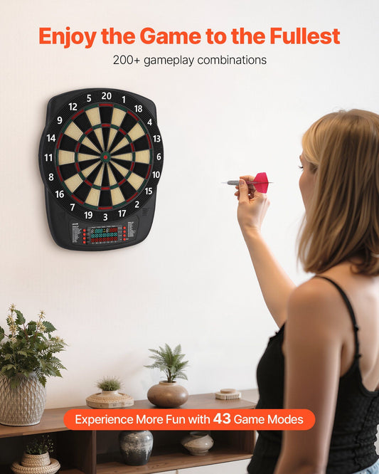 Electronic Dart Board, 336mm Target Dartboard with 43 Games & 200+ Variations for Up to 8 Players, 6 Dart V952-DZFBB135INCHUNE2I001V9