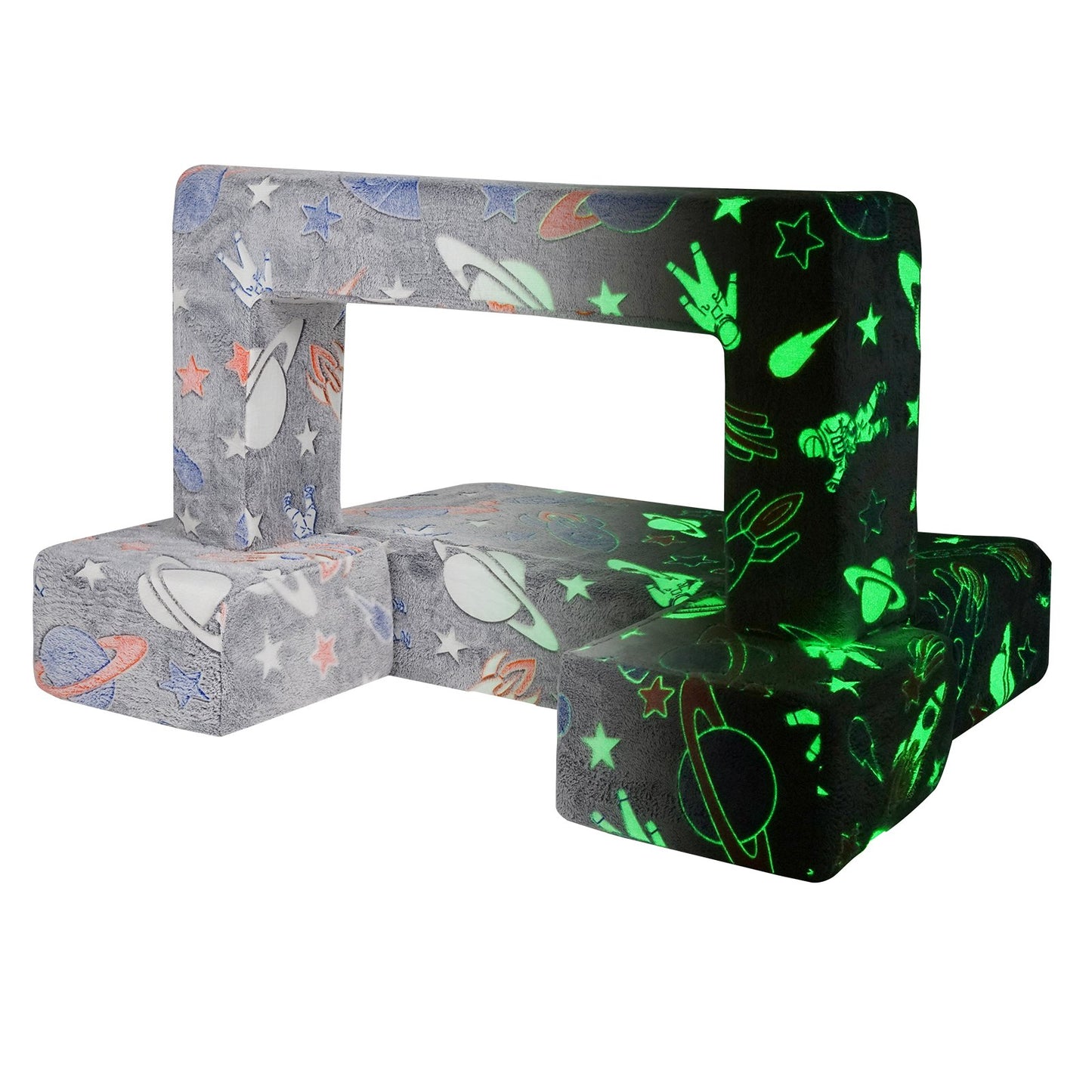 Modular Kids Play Couch 4Pcs DIY Glow in the Dark Toddler Chair Grey V952-ETSF411849YC8HY99V0
