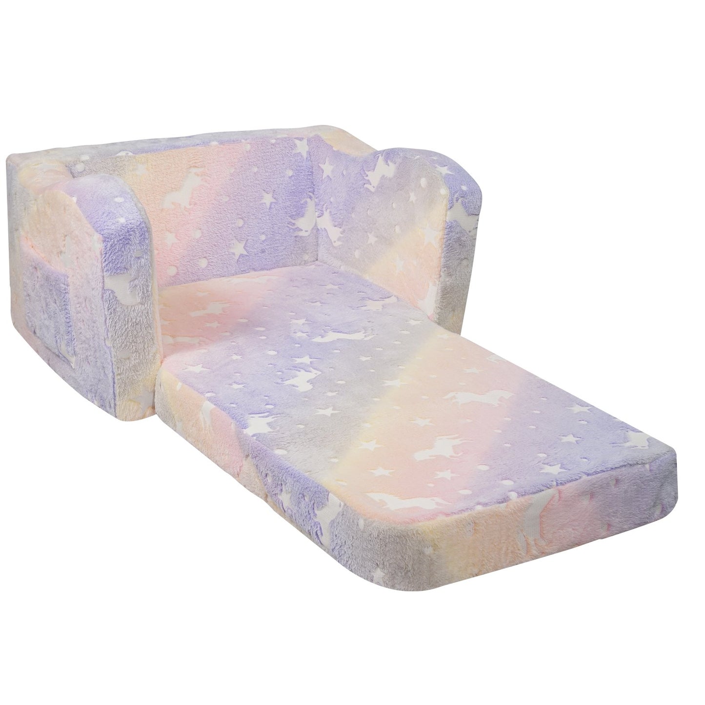 Foldable Baby Chair 2-in-1 Baby Lounger Couch Glow in Dark Kids Sofa V952-ETSF6354652I4U5Y8V0