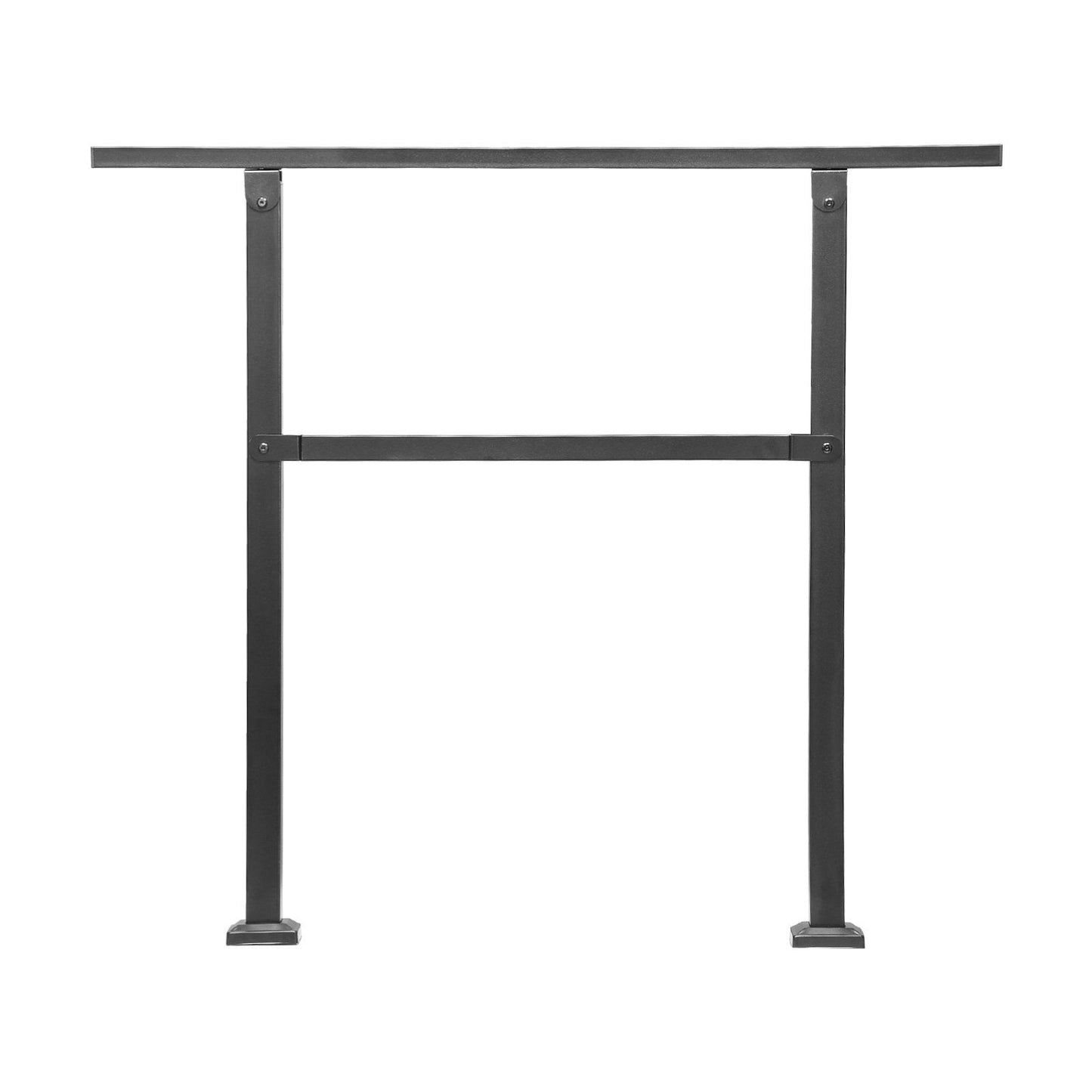 Outdoor Handrails for Steps, 2-3 Step Stair Rail Kit, Black Square Tube with Horizontal Bar, Carbon Steel V952-FGDHGZLSLZFSL90M7V0
