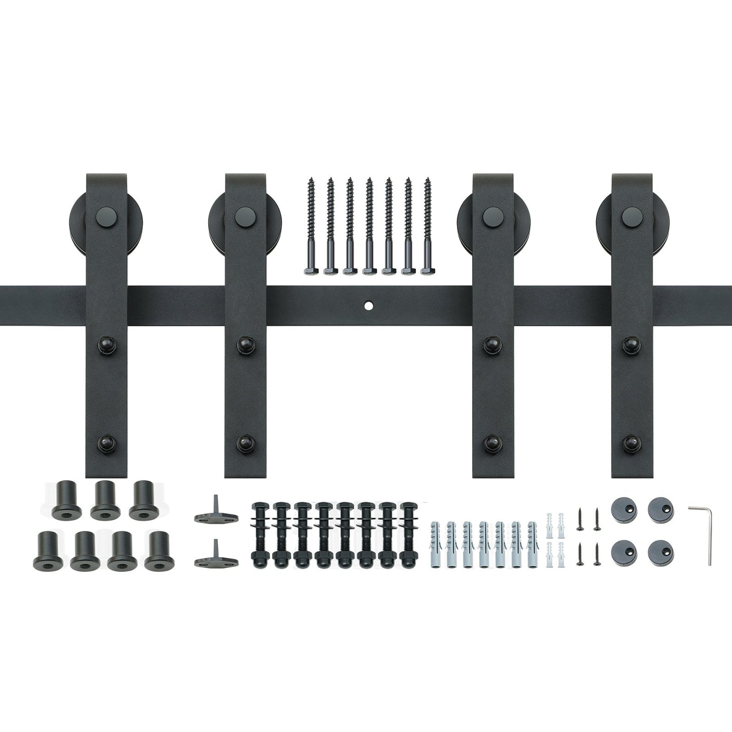 2440 mm Sliding Barn Door Hardware Closet Track Kit for Double Doors J Hanger V952-GCYMWJTJHS8FLSQZJV0