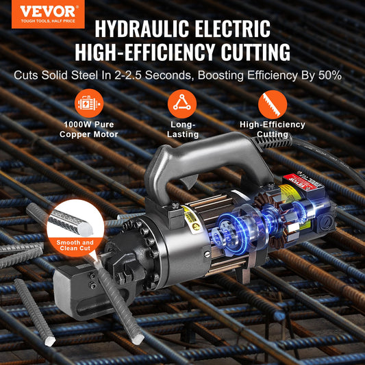 1000W Electric Hydraulic Rebar Cutter Cutting up to 3/4 Inch #6 4-20mm V952-GJQDJQX20MMLNZLYNV3