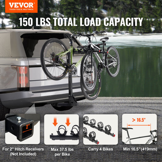 4 Bike Rack Hitch Mount Folding Swing Down Bicycle Carrier Car Truck SUV 150 lbs V952-GJZXCJXGSGJJ63517V0