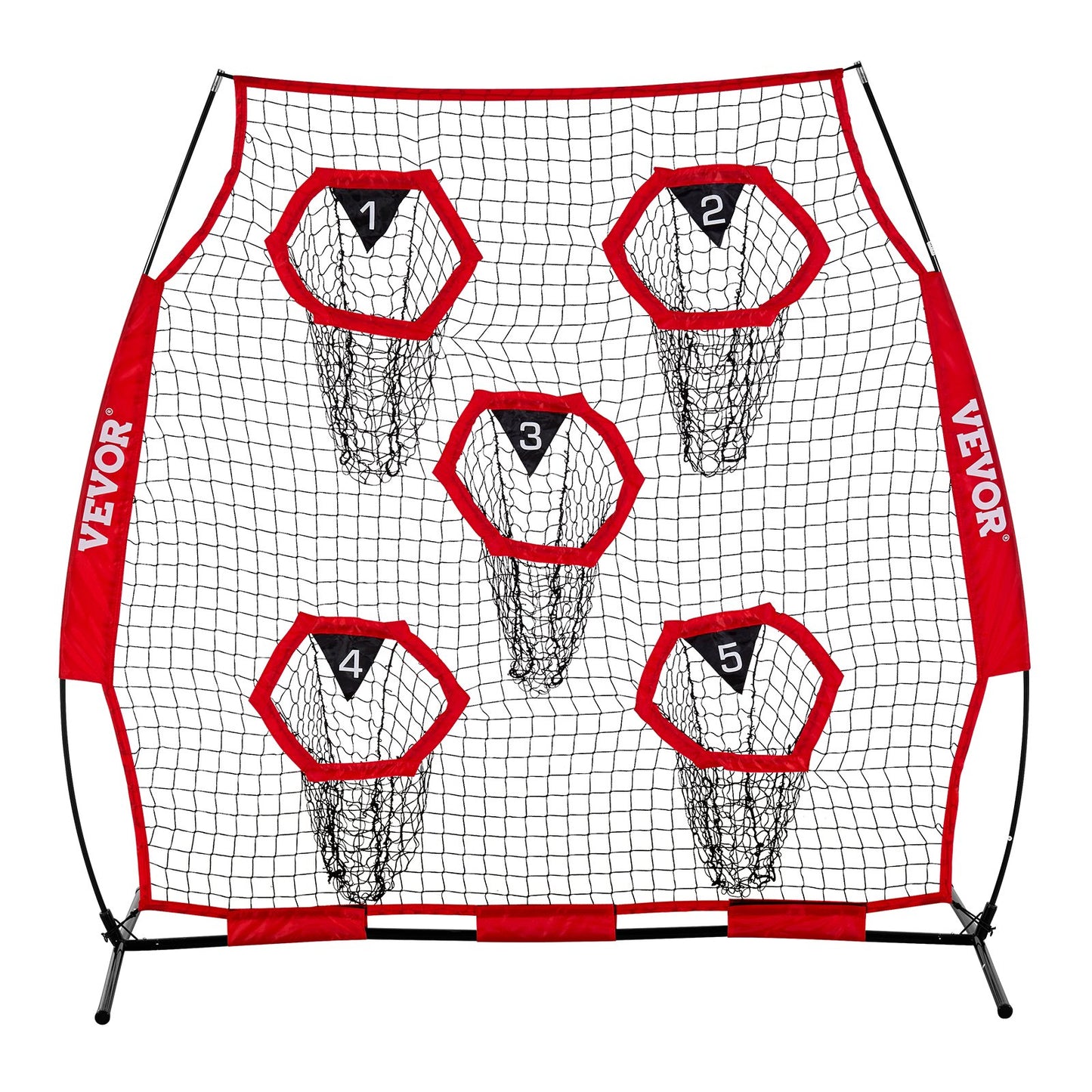 1828.8x1828.8mm Football Trainer Throwing Net, Training Throwing Target Practice Net with 5 Target Pockets, V952-GLQW66YC5KXWU4Z09001V0