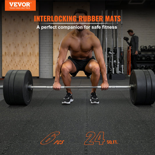 6 PCS 1/2 inch Thick Gym Floor Mats, 24" x 24" EVA Foam & Rubber Top Interlocking Workout Floor Mats with 24 V952-HSXJDDHDHDBDDTIMHV0