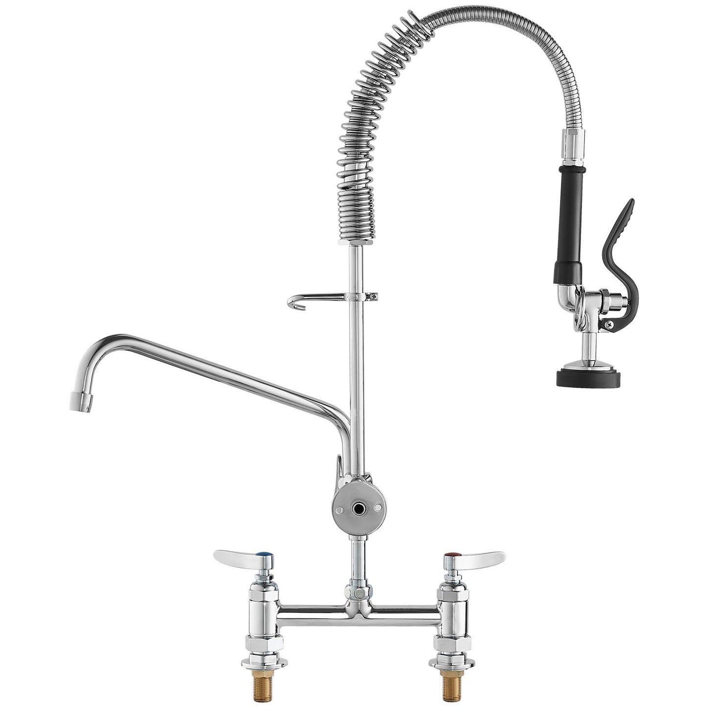 Commercial Faucet with Pre-Rinse Sprayer, 26" Height, 8" Center, 12" Swing Spout, Deck Mount Kitchen Sink V952-JBSYCXSLTJBSN8H9GV0