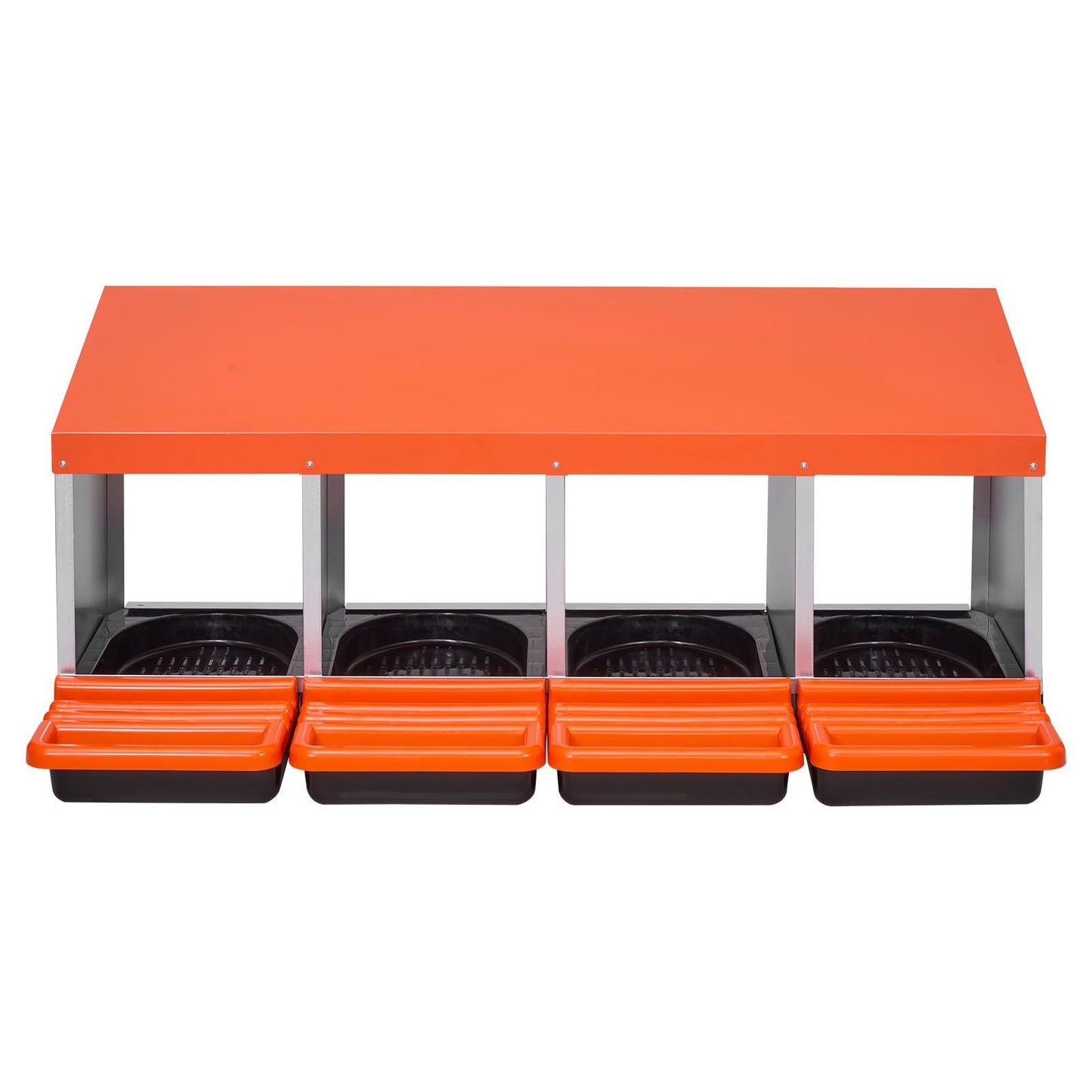 Chicken Nesting Boxes, 4 Compartments, Metal Egg Laying Boxes with Protective Collection Lids, Roll Out V952-JSCDX1530INCI7BMT002V0