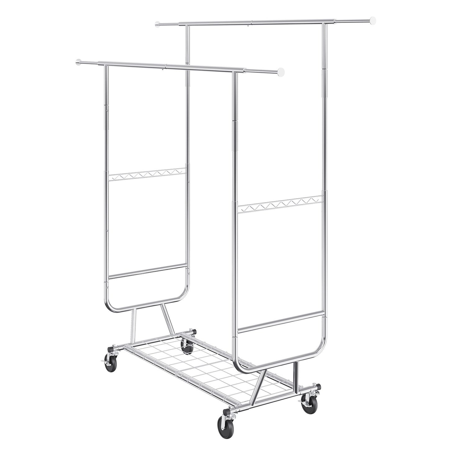 Heavy Duty Clothes Rack, Double Hanging Rod Clothing Garment Rack for Hanging Clothes, Adjustable Height and V952-JYKCYJ4858221BPVDV0