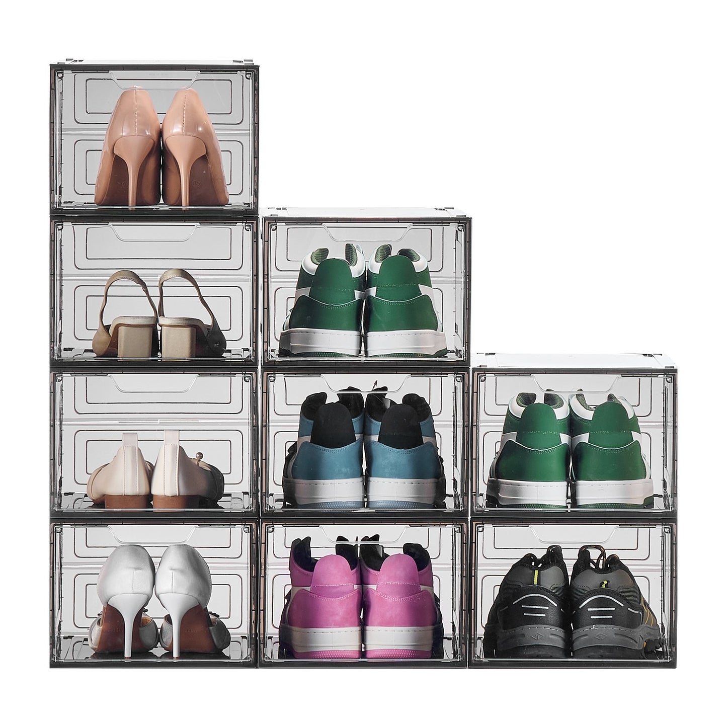 Shoe Storage Boxes, 9 Pack Clear Stackable Shoe Boxes Storage Organizers with Magnetic Door, Fit up to US V952-KDDQTMCXXHQK0RMOI001V0