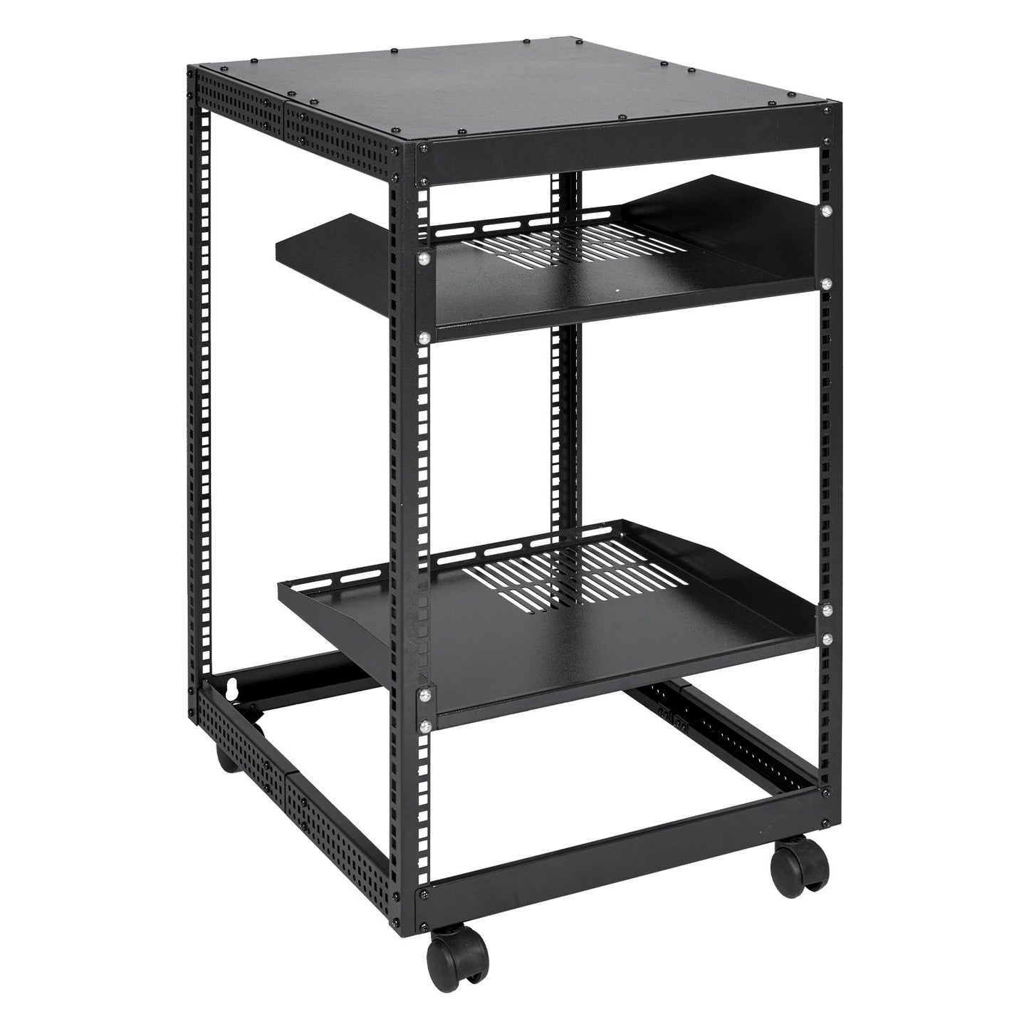 15U Open Frame Server Rack, 23-40 in Adjustable Depth, Free Standing or Wall Mount Network Server Rack, 4 V952-KFSJJH15U2340IWPXV0