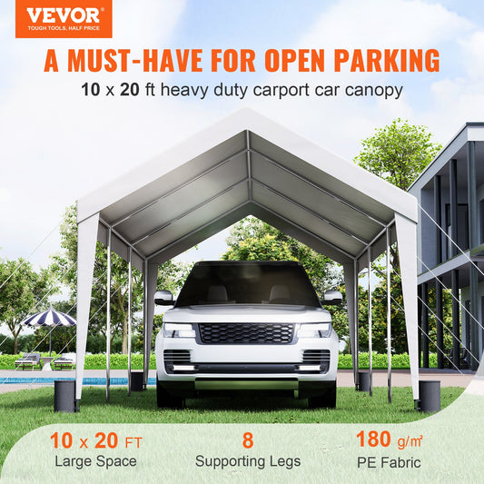 Carport Car Canopy Garage Shelter Tent 10x20ft with 8 Poles for Auto Boats V952-KFSJS810X20FT3BYUV0