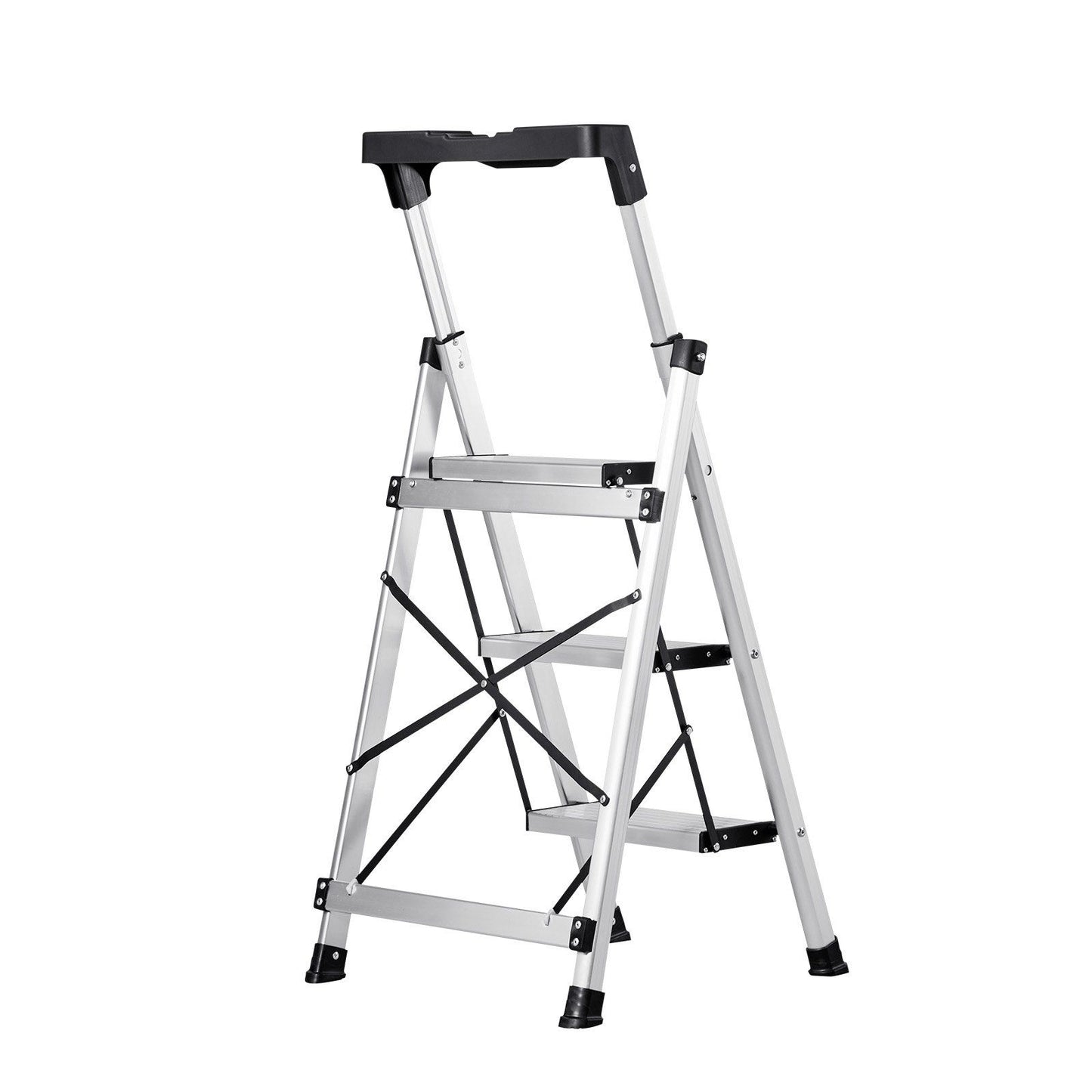 3 Step Ladder, Folding Step Stool with Wide Anti-Slip Pedal and Comfort Handgrip, 150 kg Capacity Portable V952-LHJBGTSB00002PVUB001V0