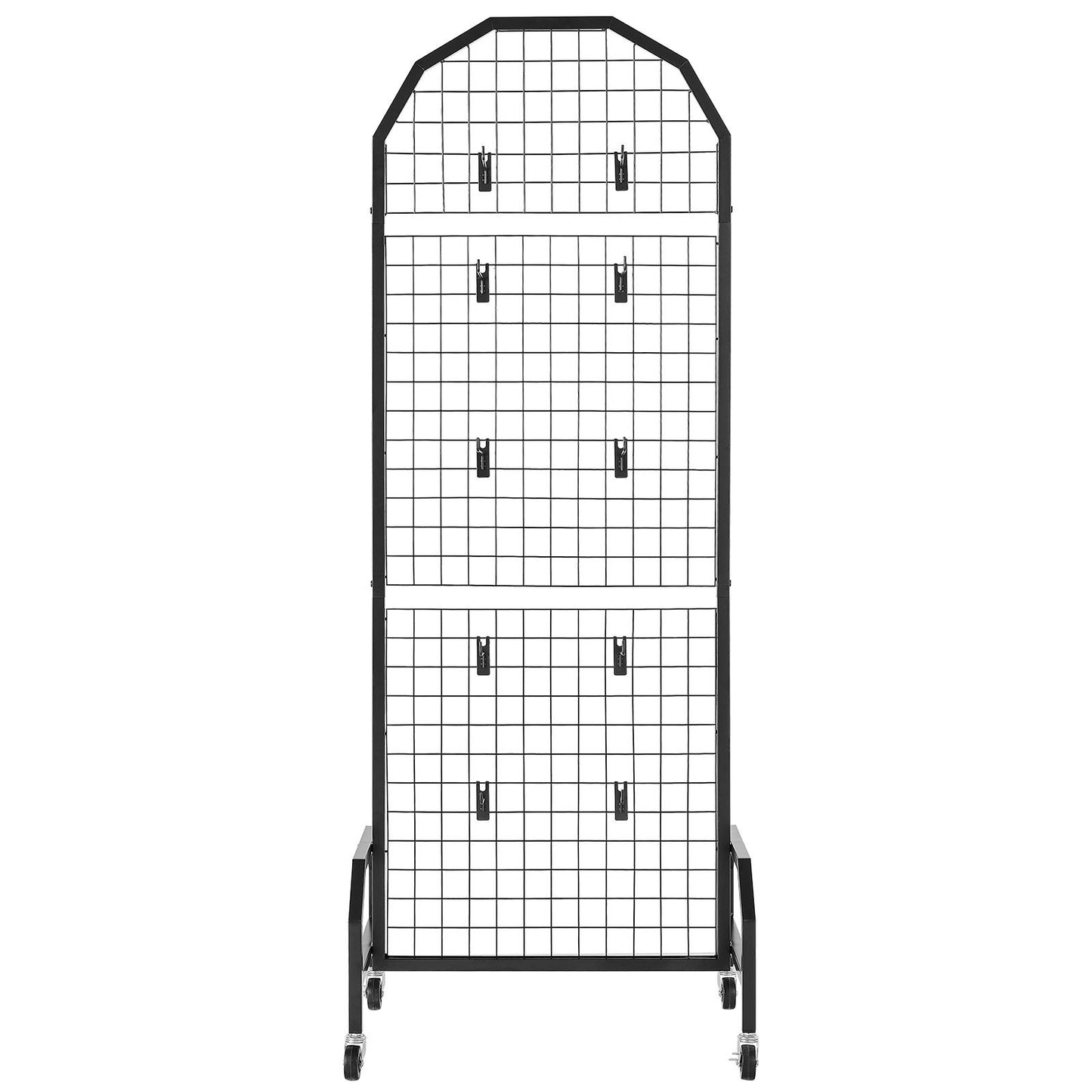 2 Packs Grid Wall Panels, 600 x 1640mm Wire Grid Panels Display Rack, Movable Art Display Shelf with Wheels V952-LSWGQ6070INC4OEUO001V0