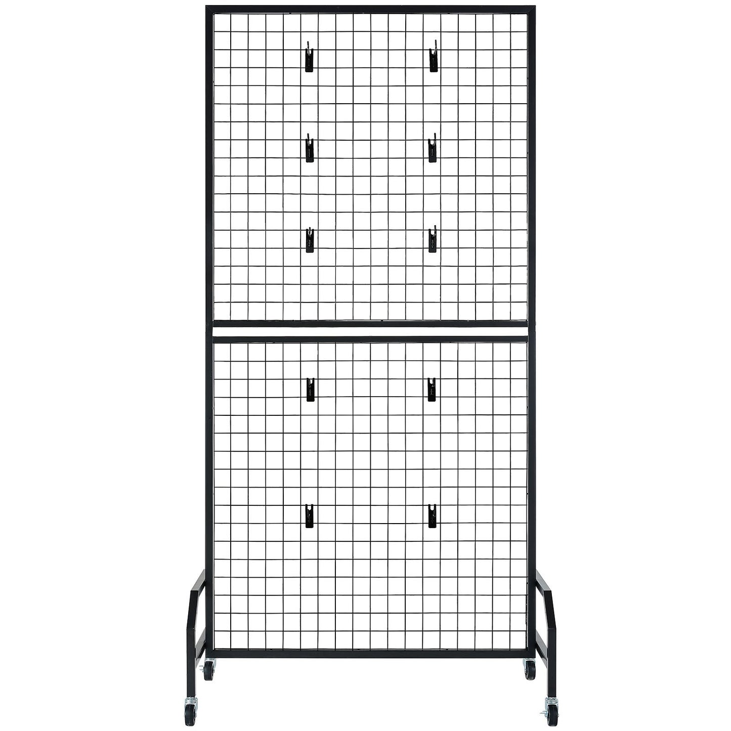 2 Packs Grid Wall Panels, 898 x 1798 mm Wire Grid Panels Display Rack, Movable Art Display Shelf with Wheels V952-LSWGQ7080INCADLXP001V0