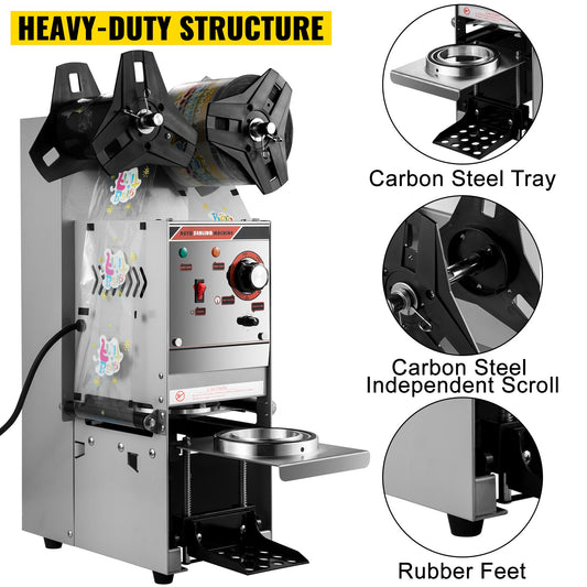 Semi-automatic Cup Sealing Machine Cup Sealer Silver 300-500 Cups/Hour V952-NFKWY-680220VX97FV3