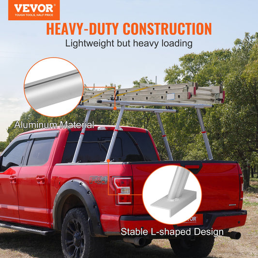 Truck Rack, 363lbs Capacity, 19-34in Adjustable Height, Aluminum Ladder Rack for Truck with 8 Non-Drilling V952-PKHJLXJB71INCO9JWV0
