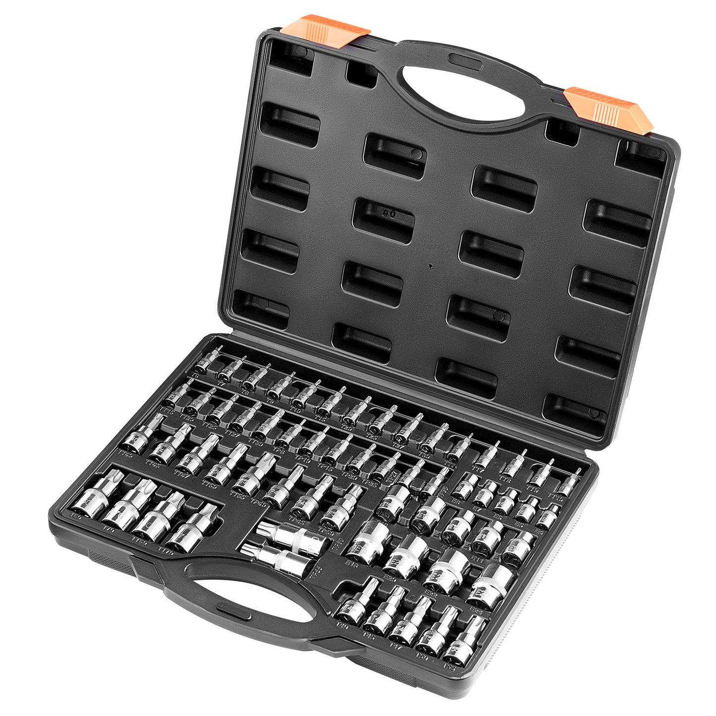 Torx Bit Socket and External Torx Socket Set, 60-Piece T6-T70, TT6-TT70, TP8-TP60, E4-E24, S2 Alloy Steel and V952-PTTT143812TOZF3DAV0