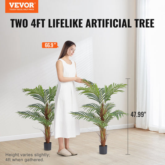 Artificial Palm Tree, 1219mm Tall Faux Plant, Secure PE Material & Anti-Tip Tilt Protection Low-Maintenance V952-RZRDZW4FT2BLDY2FIV0