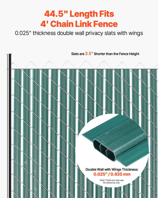 Bottom Locking Privacy Slats, Double-Wall Vertical Bottom-Locking Slats with Wings for Chain-Link Fence, V952-SBDYYSBTSBDYG4UFTV0