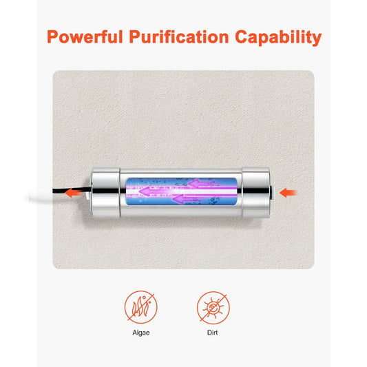 UV Water Purifier, 8W 1GPM, 220V Versatile Ultraviolet Water Purifier Filter with Stainless Steel Housing, V952-SJHXTUV8W1GPFDJEJV3