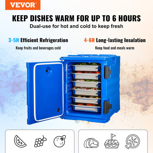 Insulated Food Pan Carrier, 90L Hot Box for Catering, Food Box Carrier with Double Buckles, Front Loading V952-SPBWXLSLLDPE2ZZ3JV0
