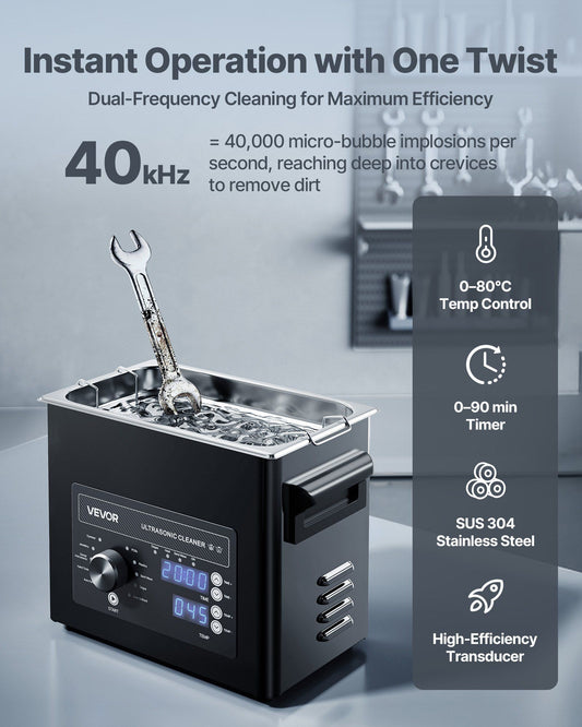 3L Ultrasonic Cleaner, Professional Ultrasonic Cleaner Machine with Knob Control, Stainless Steel Cleaning V952-SPLXNAJKZCSB004JK001V3