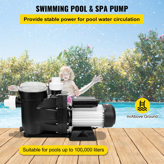 Swimming Pool Filter Pump 2.5HP, 1850W Swimming Pool Pump 148GPM, Single Speed Filter for Spa Water V952-SPP250EYYCB000001V3