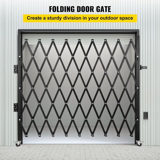 Single Folding Security Gate, 85" H x 95" W Folding Door Gate, Steel Accordion Security Gate, Flexible V952-SSFDMDM2X2.28M001V0
