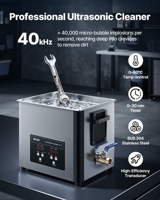 10L Ultrasonic Cleaner, Professional Ultrasonic Cleaner Machine with Cleaning Basket & Digital Display, 180W V952-SXJJKCSBQXJ1SKJLQ001V3