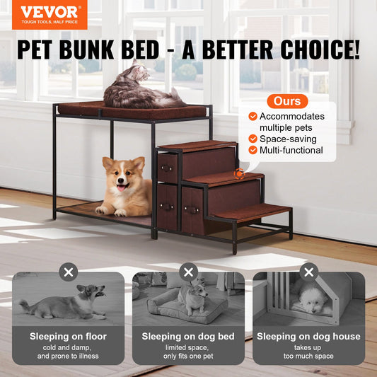Pet Bunk Bed Dog/Cat Window Perch with Stairs Storage Medium Size V952-SXPSCWSCCJSHNVDLLV0