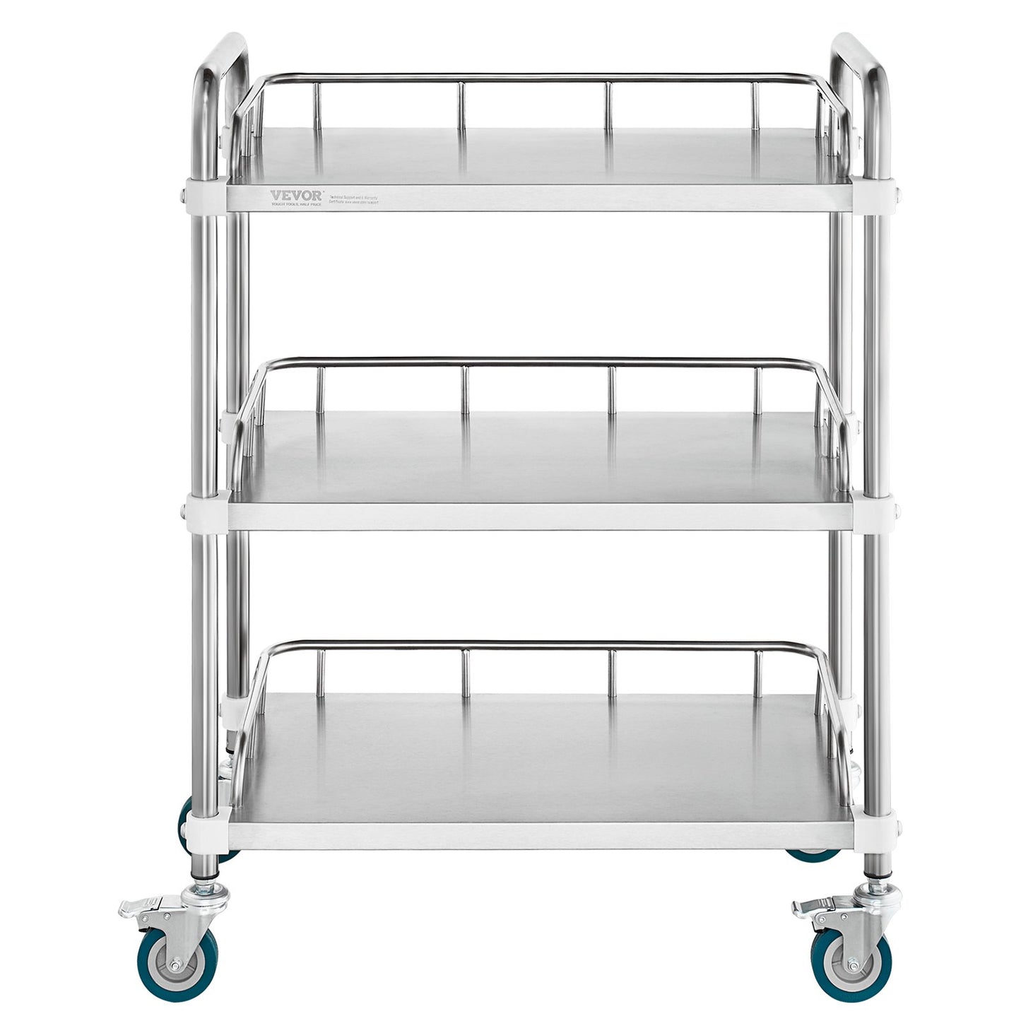 Lab Rolling Cart, 3-Shelf Stainless Steel Rolling Cart, Lab Serving Cart with Swivel Casters, Dental Utility V952-SYSST42014303UK85V0