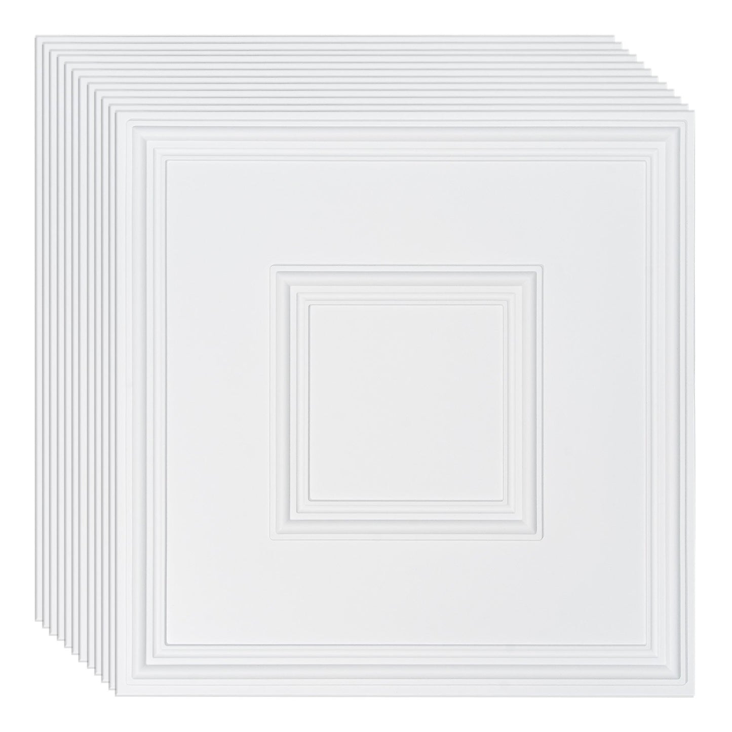 Ceiling Tiles 12-Pack 24 x 24 in PVC Easy Installation White Geometric V952-THBZPVCB12J2BINQSV0