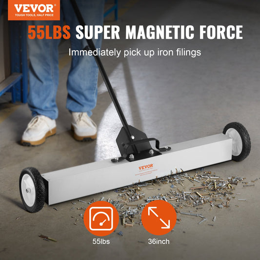 24.9 kg Rolling Magnetic Sweeper with Wheels,Push-Type Magnetic Pick Up Sweeper, Large Magnet Pickup Lawn V952-TLSCXQSQT36558SE0V0
