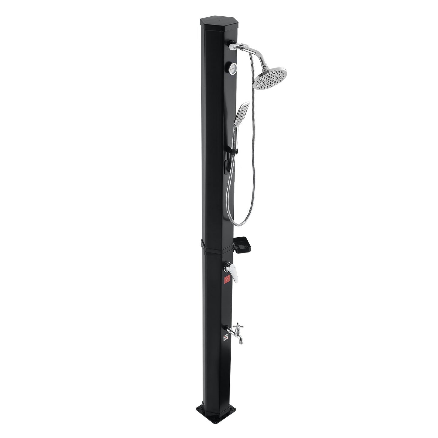 40L Solar Heated Shower, 205cm Showerhead Height Outdoor Shower, with Handheld & Foot Faucet, Hot & Cold V952-TYNLYQHSPVCL8QSDL001V0