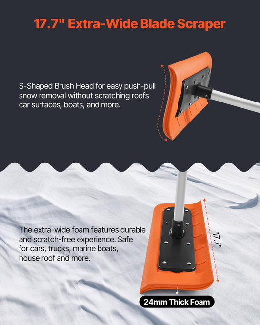 Snow Roof Rake, 45cm Foam Blade, 2.25-5.62 m Adjustable Roof Snow Scraper, Extension Tubes & Non-Slip Handle, V952-WDPZ18FTGBSPEOFQG001V0