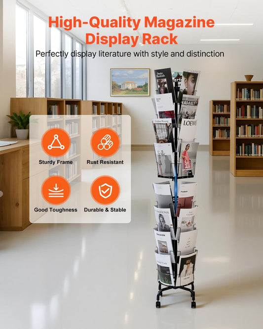 Greeting Cards Display Rack, 32 Pockets Rotating Postcard Brochure Display Stand, 360 degrees Spinning Card V952-WJZSMXPKDHJS8Z53G001V0