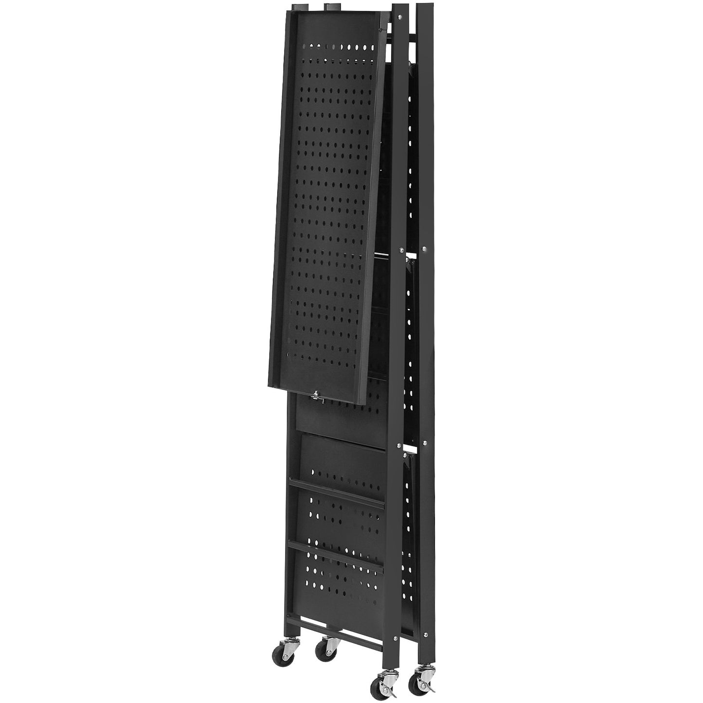 4-Tier Foldable Storage Shelf with Wheels, 66 cm W x 33 cm D x 117 cm H Folding Metal Rack Shelving Unit, No V952-YDKZDHJHS4C1GV6EX001V0
