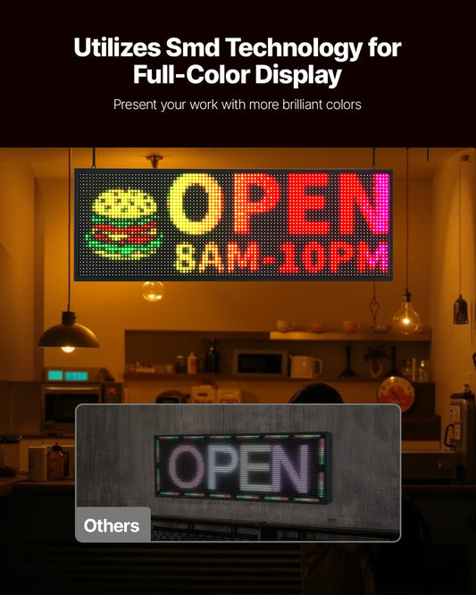 Programmable LED Sign, P10 Full Color Flexible Digital Scrolling Panel, DIY Custom Text Pattern GIF Display V952-YPGDGGP40X14IBSC9001V3