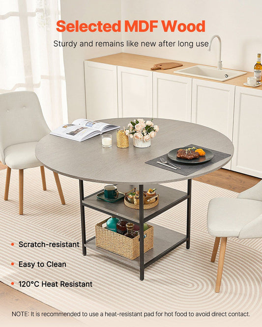 Round Dining Table, 47 inch Wood Table for 4-6 Person, Modern Circle Dinner Furniture, Leisure Tables with V952-YXCZBKTZMDBTZN3HRV0